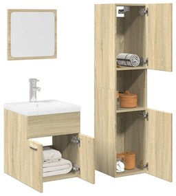 Set Mobili Da Bagno 4 Pz Rovere Sonoma İn Legno Multistrato /