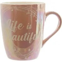 Tazza mug in rosa perlato Life is beautiful