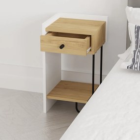 Comodino in rovere bianco/naturale con mensole Mercure - Marckeric