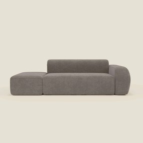 BonBon Divano modulare componibile – Composizione con pouf terminale in tessuto smacchiabile T23 talpa