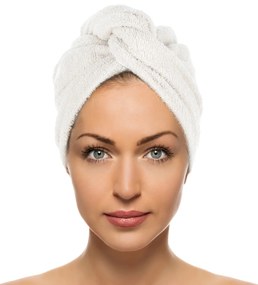 Asciugamano capelli turbante spugna bianco Basik