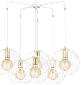 Lampadario Contemporaneo Omoikane Acciaio Bianco 6 Luci E27 Ip20