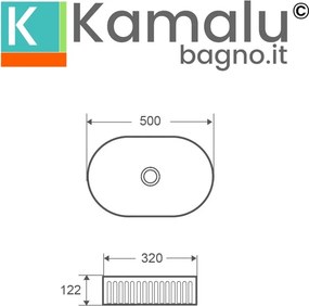 Lavabo bagno appoggio ovale 50 cm scanalato a righe | KLS-5000 - KAMALU