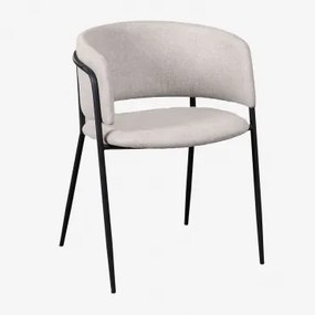 Confezione da 4 sedie da pranzo Nalon Nero & Tessuto Bianco Antico - Sklum