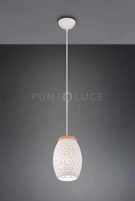 Bidar sospensione metallo bianco taglio laser con inserto in legno ...