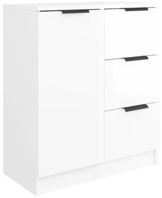 Credenza 60x30x70 cm in legno multistrato bianco lucido