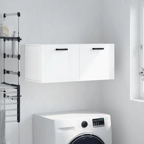 Mobile A Parete Bianco Lucido 80x36,5x35 Cm Legno Multistrato /