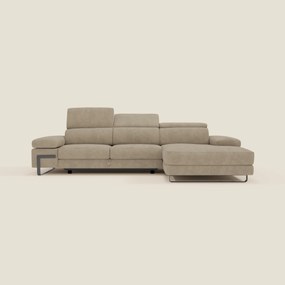 Zayana Divano angolare estraibile - braccioli e poggiatesta reclinabili in tessuto impermeabile T02 beige