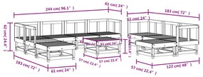 Set Salotto da Giardino 11 pz Bianco in Legno Massello di Pino