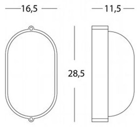 Applique Esterno Grande Industriale Ovale Alluminio E Vetro Bianco 1 Luce E27