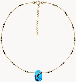 Collana placcata in oro con turchese e malachite Neo