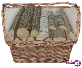 vidaXL Cesta Legna da Ardere con Manico 61,5x46,5x58cm Marrone Salice