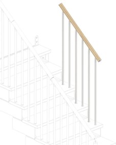 Balaustra in kit IRIS Gala 3GR in legno bianco, corrimano in legno faggio, L 120 cm fissaggio a pavimento