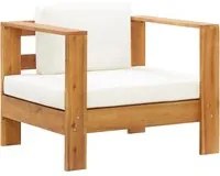 Sedia da Giardino con Cuscino Crema in Legno Massello di Acacia 47272