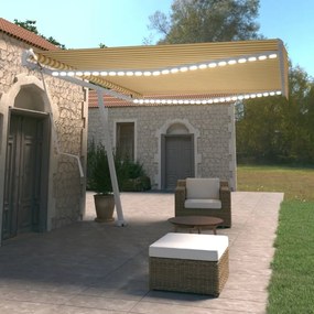 Tenda Automatica Sensore Vento E Led 500x350 Cm Gialla Bianca /