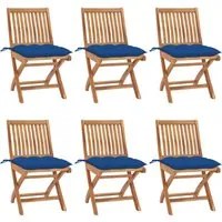 Sedie da Giardino Pieghevoli con Cuscini 6 pz Massello di Teak 3072859