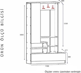 Mobile Ingresso 110x37x180 Con Scarpiera Appendiabiti E Anta Bora Bianco