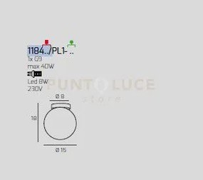 Plafoniera bianco 1 luce vetro bianco fog 1184bi-pl1-bf