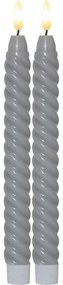 Set di 2 candele LED in cera grigia, altezza 25 cm Flamme Swirl Antique - Star Trading