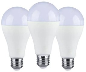 3 PZ Lampada Led E27 A65 15W Bianco Caldo 2700K Bulbo Sfera 1350 Lumen SKU-2819