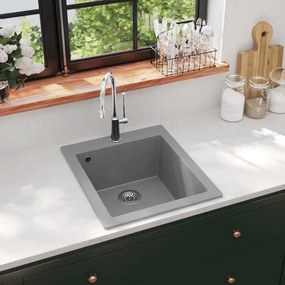 Lavandino Da Cucina Granito Solo Lavello Ad Incasso Grigio /
