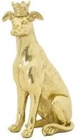 Statua Cane con Corona Oro 20x12,5x33 cm in Poliresina