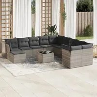 Set Divano Giardino 12 pz con Cuscini Grigio Chiaro Polyrattan 3250461