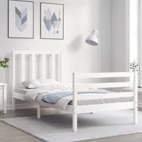 Giroletto con Testiera Bianco 90x200 cm in Legno Massello 3193777