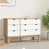 Cassettiera OTTA Marrone e Bianco 111x42x73,5 cm Legno di Pino 348587