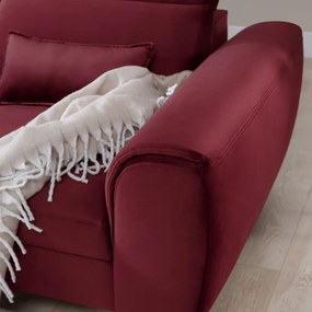 Divano angolare rosso allungabile/con contenitore (con penisola a sinistra/con chaise lounge) e rivestimento in velluto Foble – ELTAP