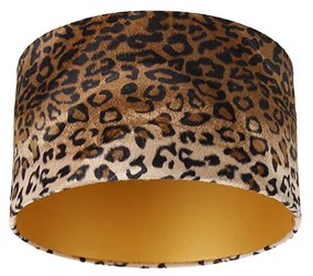 Paralume in velluto con stampa leopardata 35/35/20 interno dorato