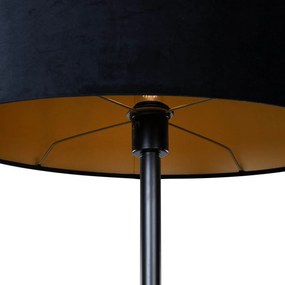 Lampada da Terra Nera con Paralume in Velluto Oval 50cm - Simplo