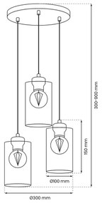 Lampadario a sospensione con filo CHIC 3xE27/60W/230V nero/grigio