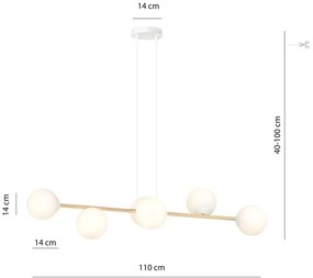 Lampadario a sospensione GRAVITY 6 Nero/Bianco e Oro 6xE14