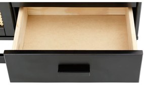 Cassettiera in legno di pino nero con ante in rattan , larghezza 90 cm Jolene - Støraa