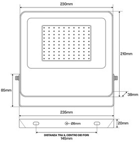 Faro LED 100W IP65 125lm/W - chip LED Black Colore Bianco Naturale 4.000K