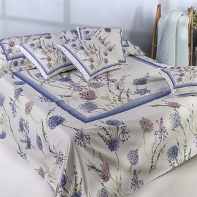 Copriletto non Trapuntato in Cotone Blue-carre'fleur