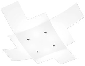 Plafoniera Moderna Tetris Metallo Bianco Vetro 4 Luci E27 75Cm