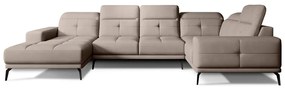 Divano angolare marrone chiaro (con penisola a destra/a U) e rivestimento in velluto Neviro – ELTAP