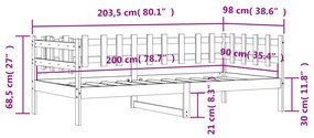 Dormeuse Bianca 90x200 cm in Legno Massello di Pino