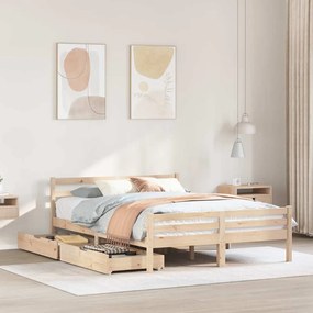 Letto Senza Materasso 160x200 Cm İn Legno Massello Di Pino /