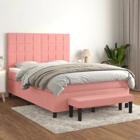 Giroletto A Molle Con Materasso Rosa 140x200 Cm İn Velluto /