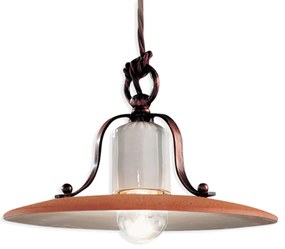 Lampadario Classico Bologna Metallo E Ceramica Nero Sfumato Rame 24Cm 1 Luce E27