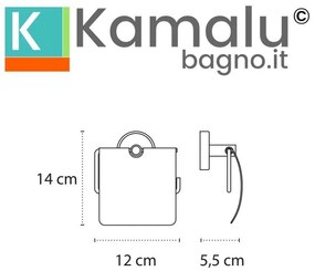 Kamalu - porta rotolo coperto in acciaio inox lucido e dettagli in abs nero | nico-n