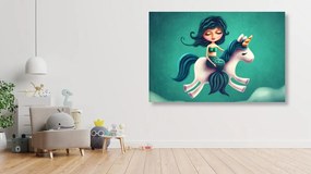 Stampa su tela – Sirenetta con unicorno