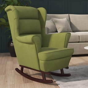 Sedia A Dondolo Con Gambe İn Legno Di Hevea Verde İn Velluto /
