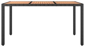 Tavolo da giardino piano legno nero polyrattan massello acacia