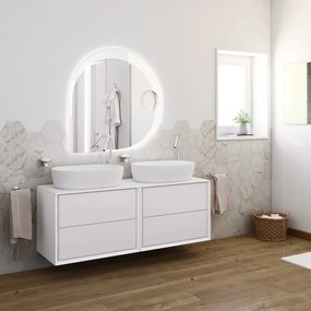 Mobile sottolavabo e lavabo Bellagio bianco opaco L 141 x H 48 x P 46 cm