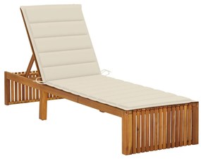 Lettino Prendisole Con Cuscino İn Legno Massello Di Acacia /