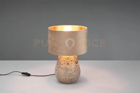 Kiran lampada da tavolo ceramica grigio e oro con paralume velluto ...
